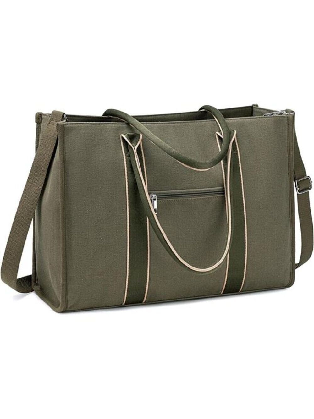 Laptop Tote Bag for Women Work Shoulder Bag 15.6 Inch Canvas Messenger Purse